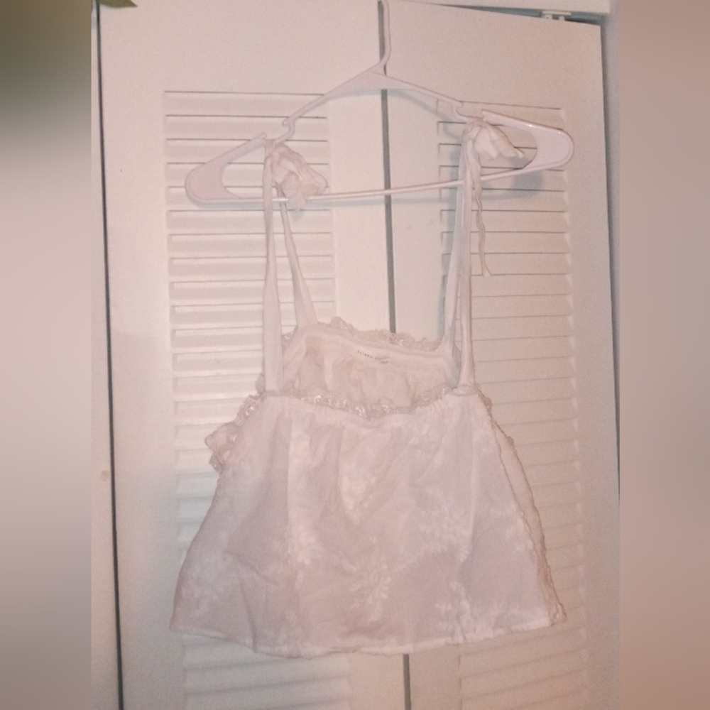 Altar'd State Ivory Lace Trim Top